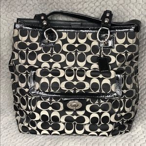 Coach Penelope Signature Jacquard B/W Tote Purse
